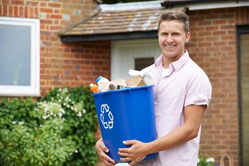 Waste sorting and disposal process at a construction site