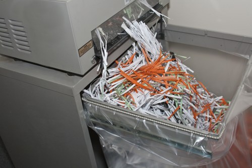 Inspector reviewing business waste containers on site